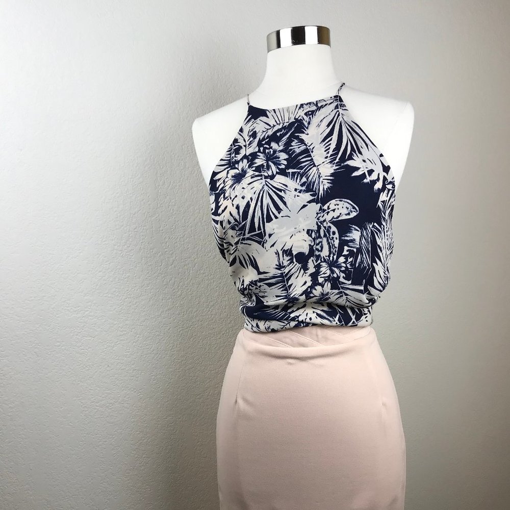 Paper Crane Tropical Floral Print Top Summer XS